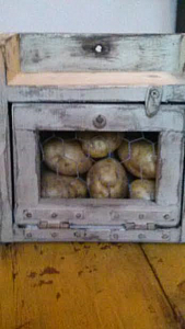 Hanging or Counter Top Potato / onion bin / spice cabinet